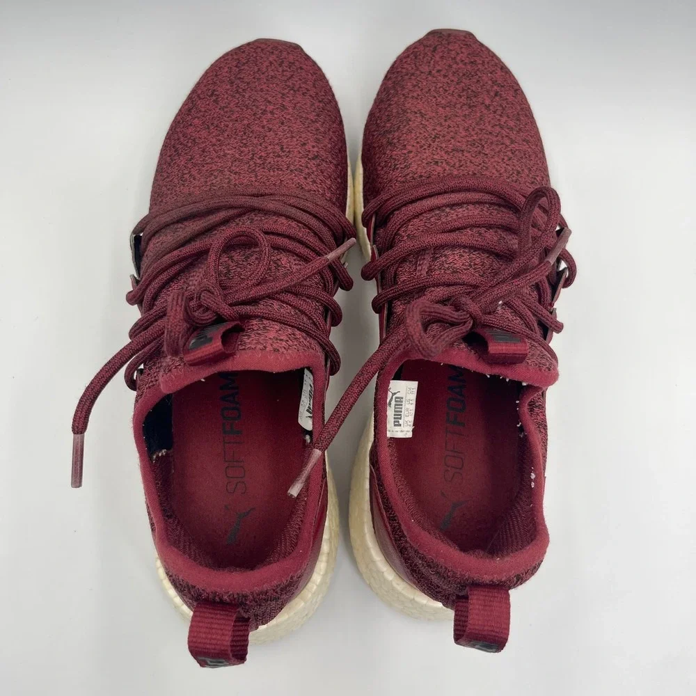 Puma NRGY Neko Knit Sneakers Men's Size 9.5 Burgundy Red Running Soft Foam Shoes